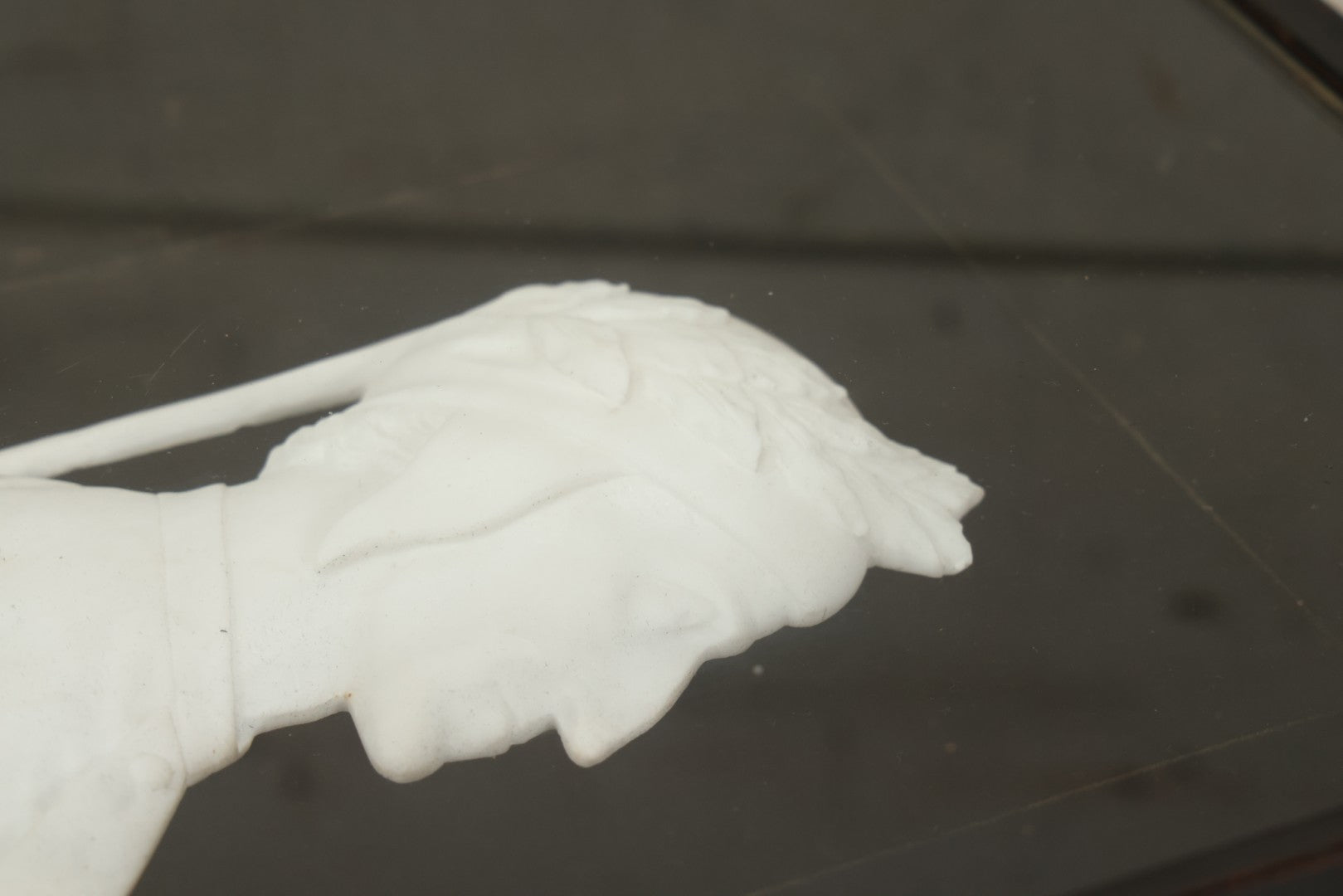 Lot 014 - Antique Shadowbox With Marble Bust In Profile Of Dante Alighieri, Black Velvet Backing, Frederick Keppel & Co., New York City, Marked No. D 355, 11" x 13-5/8"