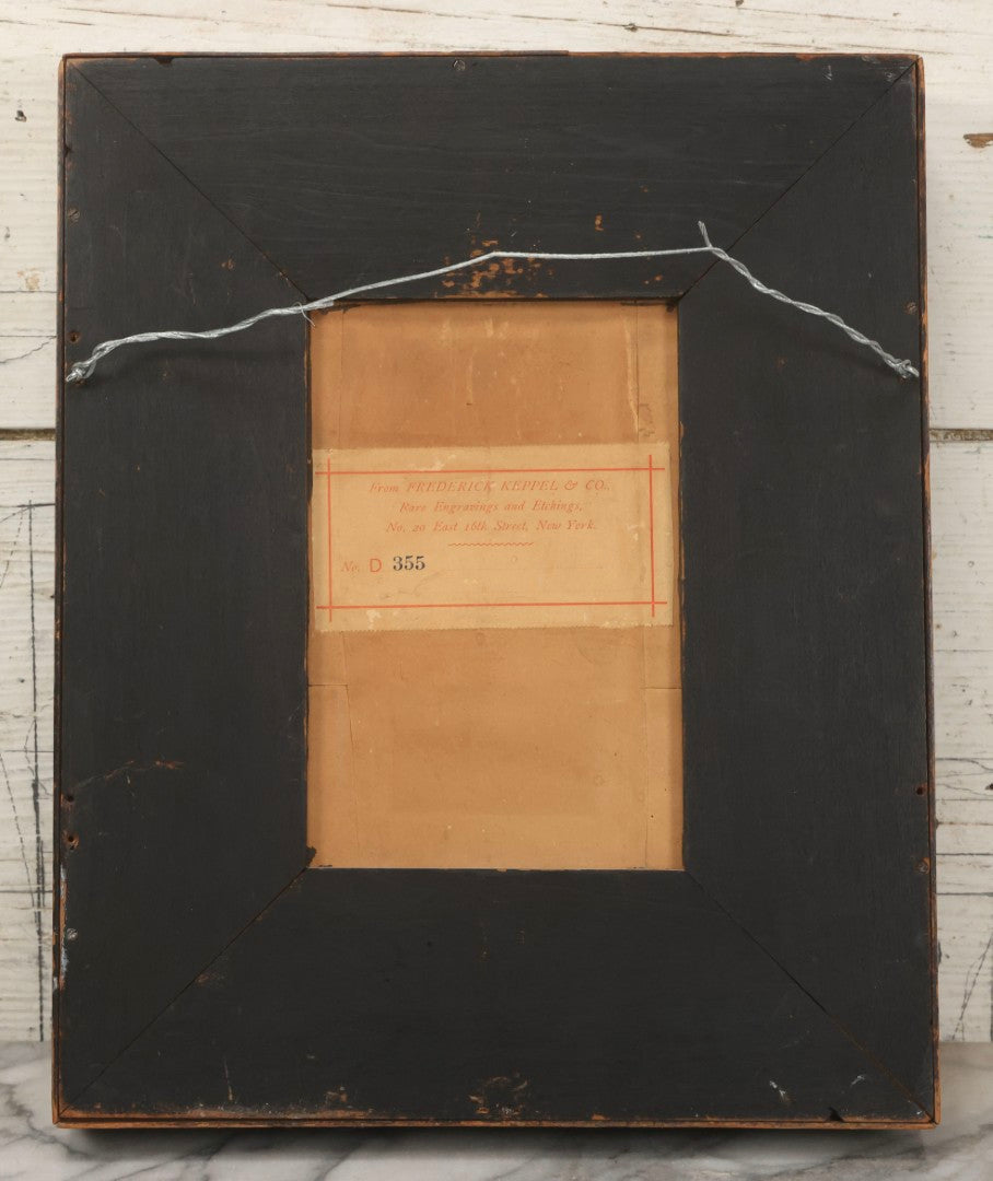 Lot 014 - Antique Shadowbox With Marble Bust In Profile Of Dante Alighieri, Black Velvet Backing, Frederick Keppel & Co., New York City, Marked No. D 355, 11" x 13-5/8"