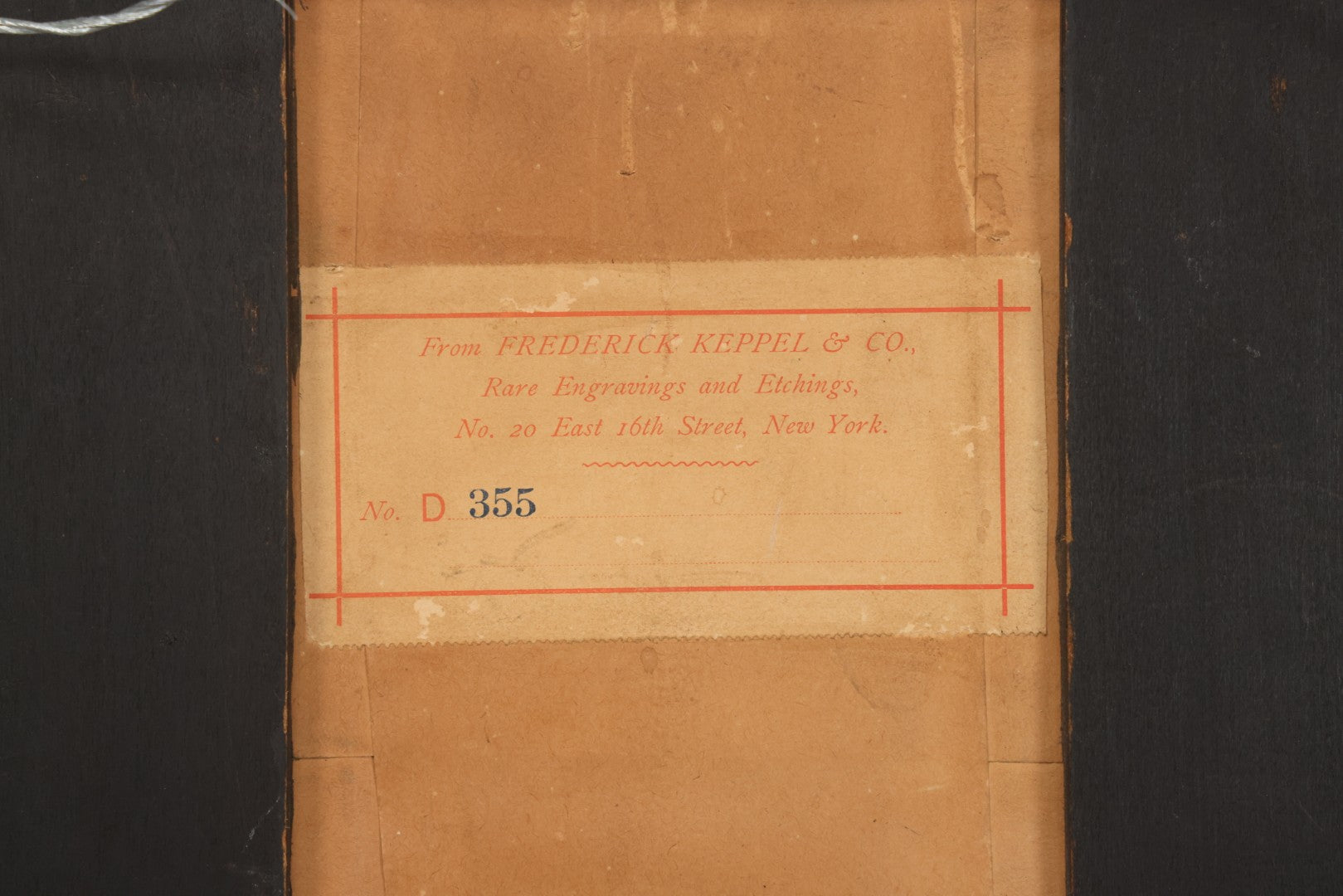 Lot 014 - Antique Shadowbox With Marble Bust In Profile Of Dante Alighieri, Black Velvet Backing, Frederick Keppel & Co., New York City, Marked No. D 355, 11" x 13-5/8"