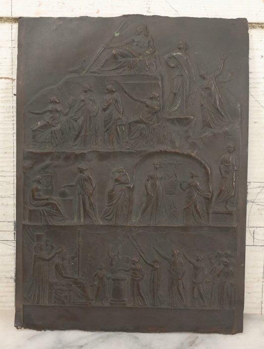 Lot 016 - Antique Pressed Copper Relief "Apotheosis Of Homer" After Archelaus Of Priene, Dated April 1856, Modeled After The 3rd Century B.C. Marble Original In The British Museum, 6-1/2" x 8-7/8"