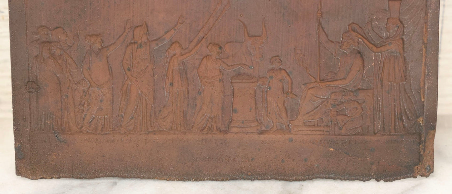 Lot 016 - Antique Pressed Copper Relief "Apotheosis Of Homer" After Archelaus Of Priene, Dated April 1856, Modeled After The 3rd Century B.C. Marble Original In The British Museum, 6-1/2" x 8-7/8"