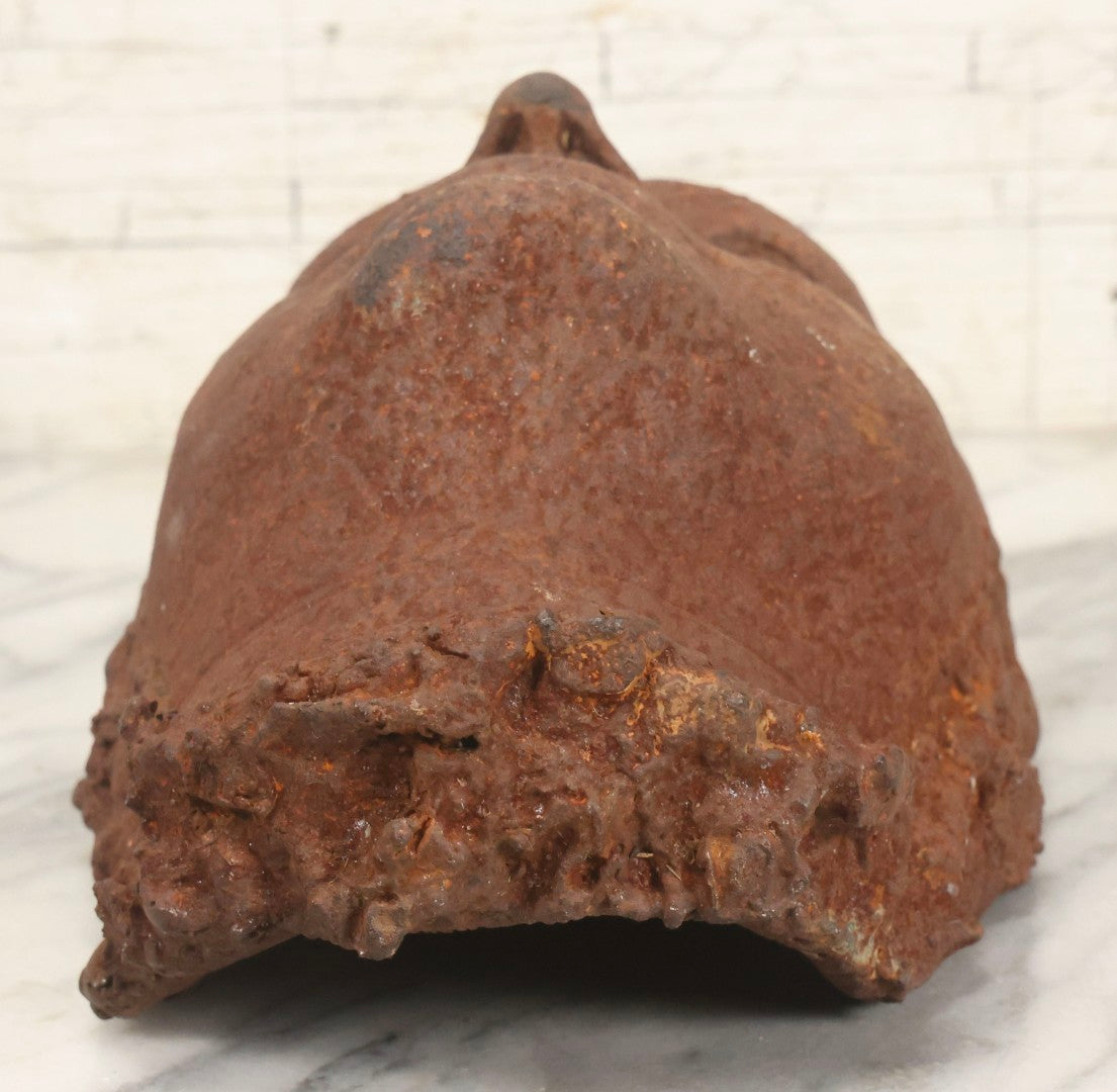 Lot 019 - Antique Cast Iron Face Mask Or Architectural Element With Hook, 15" H