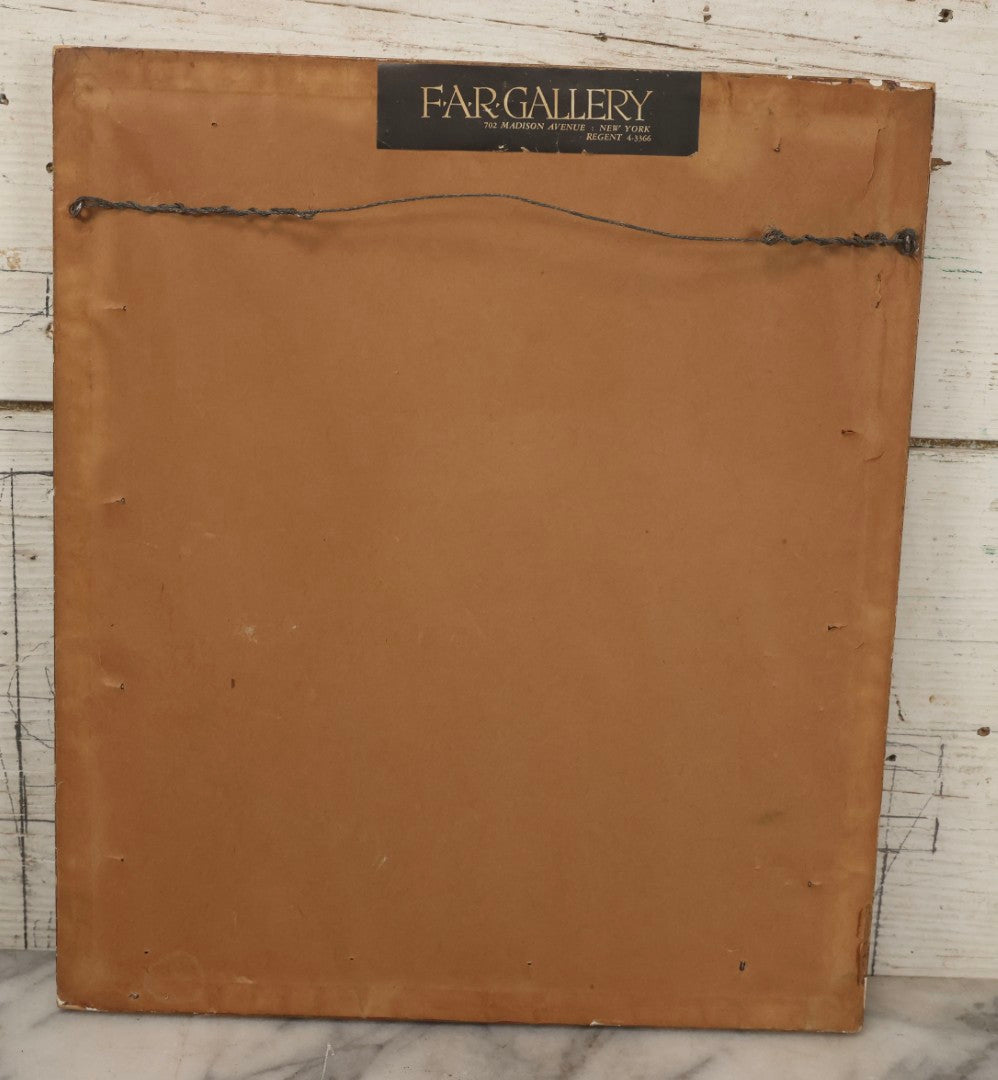 Lot 021 - Antique Framed Needlepoint Tapestry Depicting A Seated Woman With Lambs, Circa Mid 19th Century, In Gilt Wood Frame, Far Gallery, New York, 11-3/4" x 13-1/2"