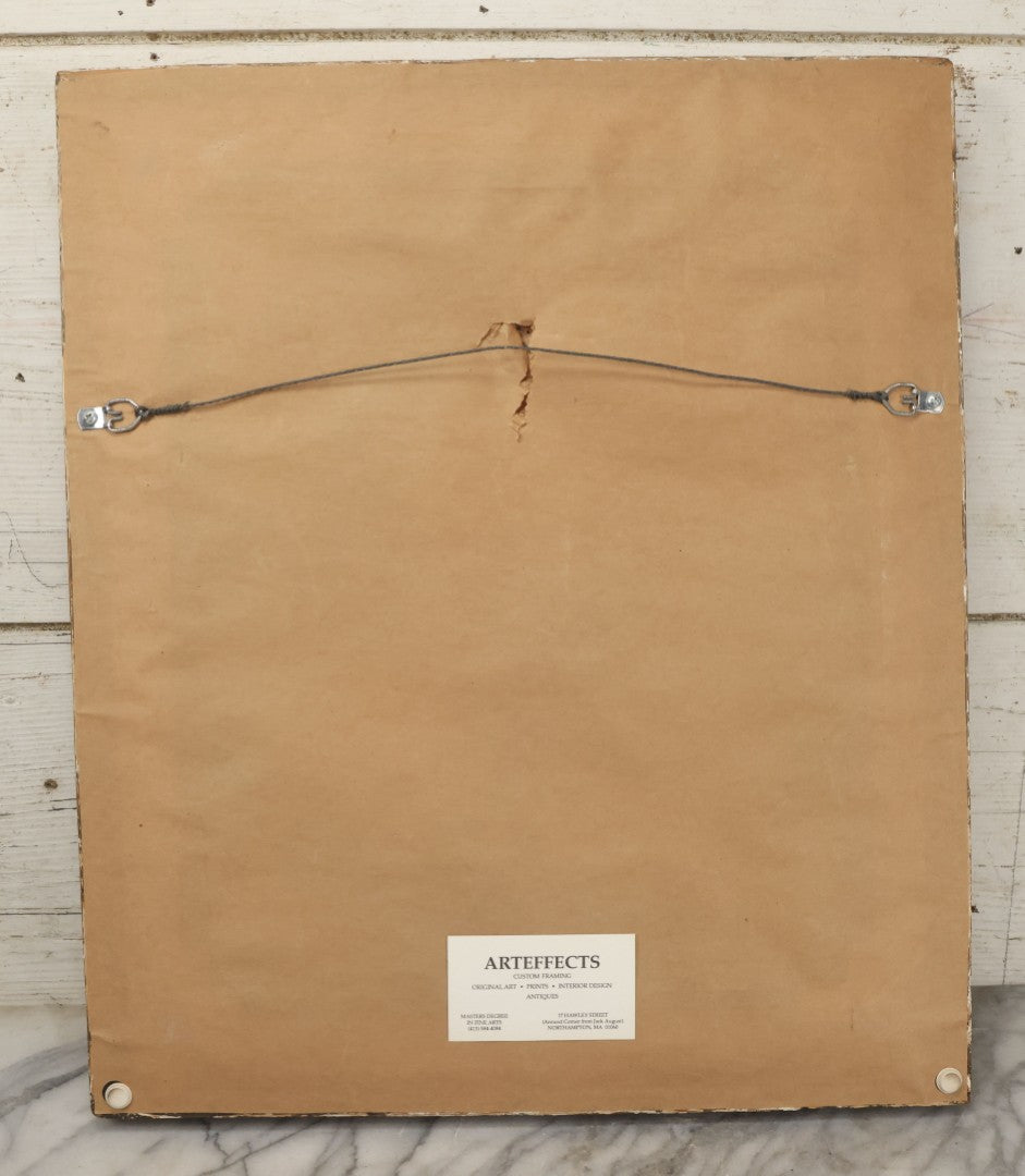 Lot 022 - Antique Framed Needlework Embroidery Depicting A Pastoral Scene With A Scottish Couple Beneath A Tree, Circa Early 19th Century, In Gilt Wood Frame, Arteffects Gallery, Northampton, Massachusetts, 17" x 19-3/4"