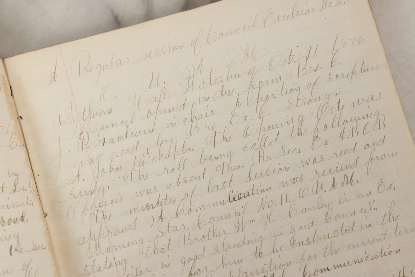 Lot 035 - Antique Grouping Of Archival Materials From The Order Of United American Mechanics O.U.A.M., Excelsior Council No. 2, Waterbury, Connecticut, Including Three Meeting Minute Books, 1876–1909, And Loose Ephemera