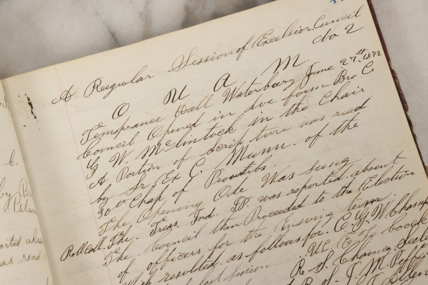 Lot 035 - Antique Grouping Of Archival Materials From The Order Of United American Mechanics O.U.A.M., Excelsior Council No. 2, Waterbury, Connecticut, Including Three Meeting Minute Books, 1876–1909, And Loose Ephemera