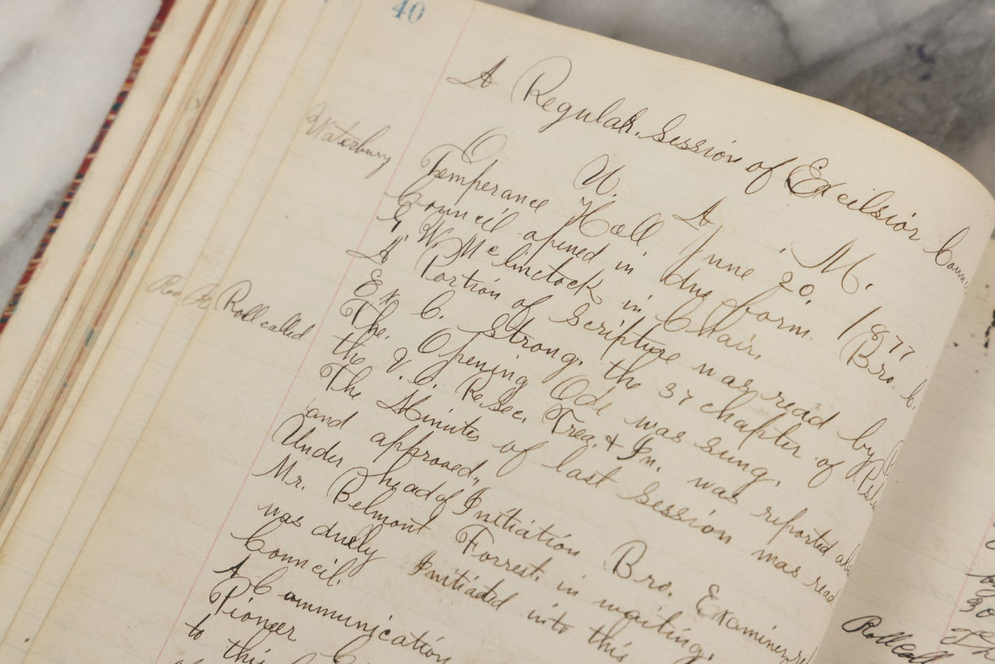 Lot 035 - Antique Grouping Of Archival Materials From The Order Of United American Mechanics O.U.A.M., Excelsior Council No. 2, Waterbury, Connecticut, Including Three Meeting Minute Books, 1876–1909, And Loose Ephemera