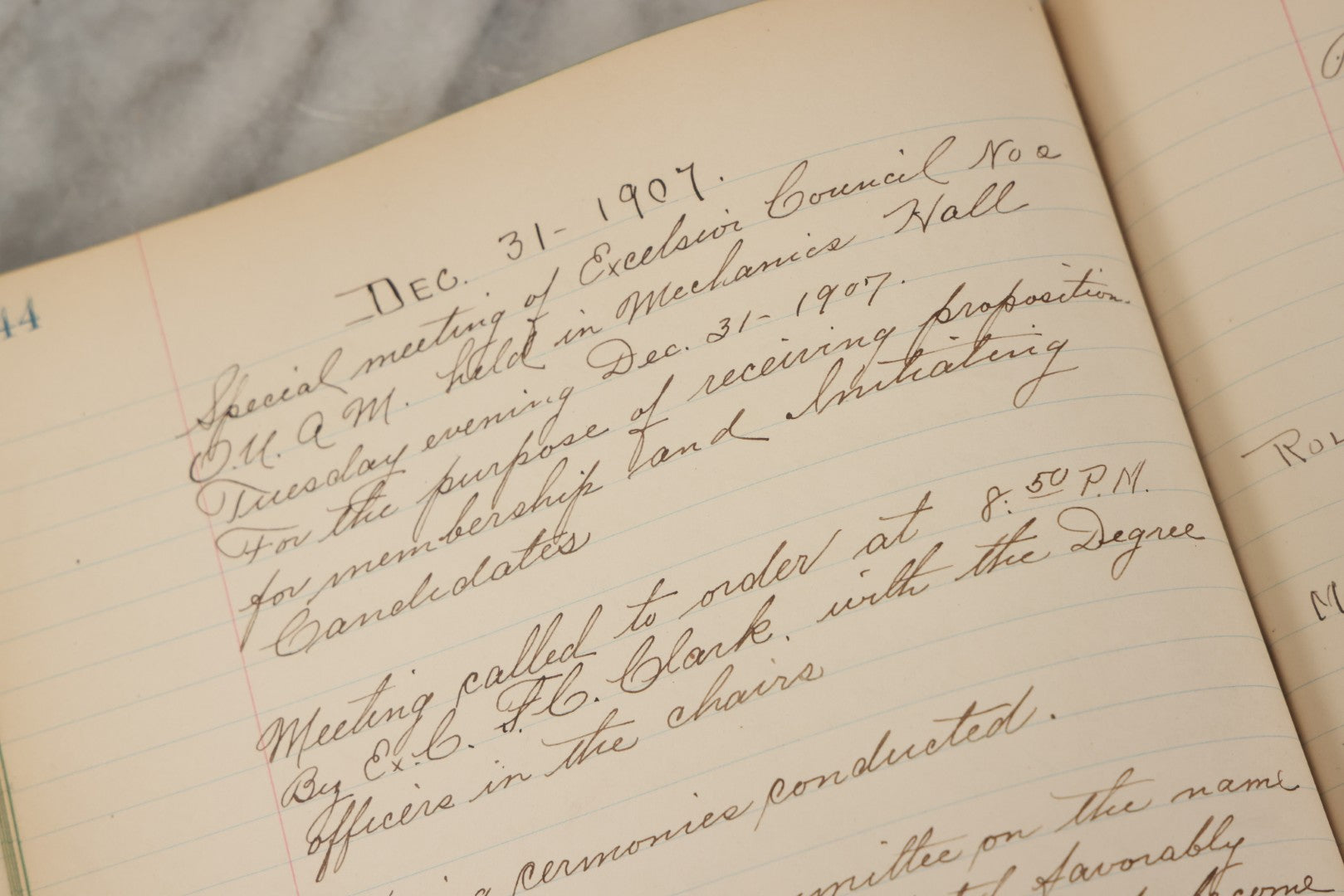 Lot 035 - Antique Grouping Of Archival Materials From The Order Of United American Mechanics O.U.A.M., Excelsior Council No. 2, Waterbury, Connecticut, Including Three Meeting Minute Books, 1876–1909, And Loose Ephemera