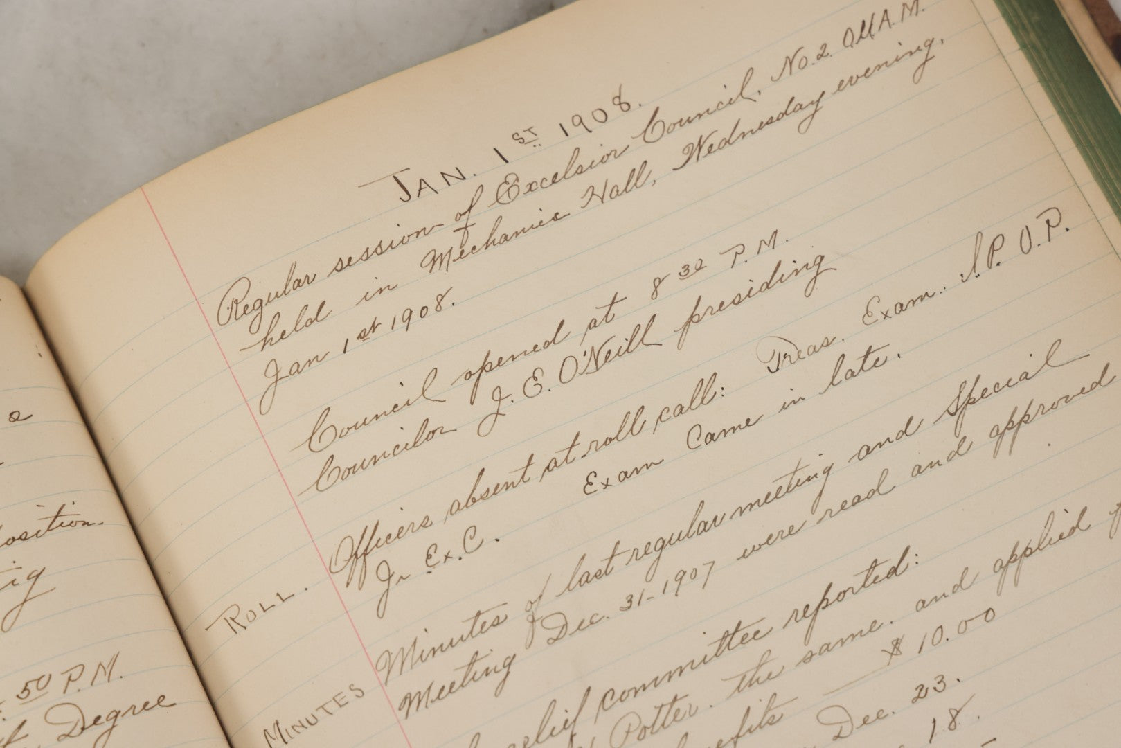 Lot 035 - Antique Grouping Of Archival Materials From The Order Of United American Mechanics O.U.A.M., Excelsior Council No. 2, Waterbury, Connecticut, Including Three Meeting Minute Books, 1876–1909, And Loose Ephemera