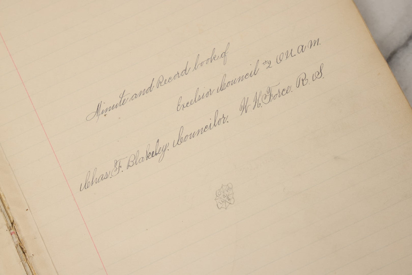 Lot 035 - Antique Grouping Of Archival Materials From The Order Of United American Mechanics O.U.A.M., Excelsior Council No. 2, Waterbury, Connecticut, Including Three Meeting Minute Books, 1876–1909, And Loose Ephemera