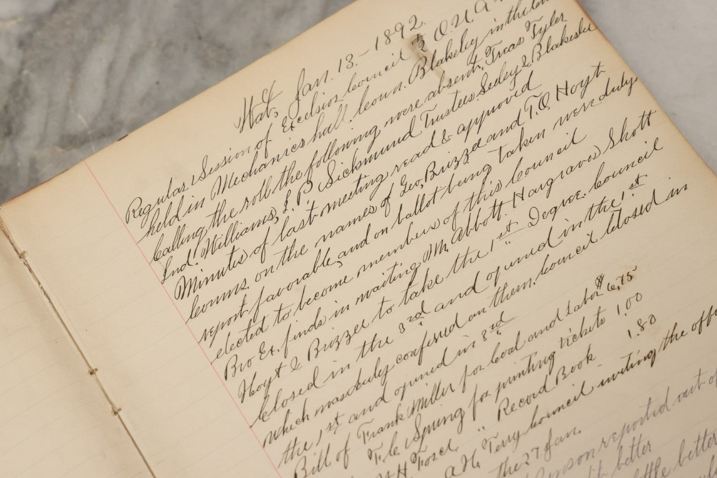 Lot 035 - Antique Grouping Of Archival Materials From The Order Of United American Mechanics O.U.A.M., Excelsior Council No. 2, Waterbury, Connecticut, Including Three Meeting Minute Books, 1876–1909, And Loose Ephemera