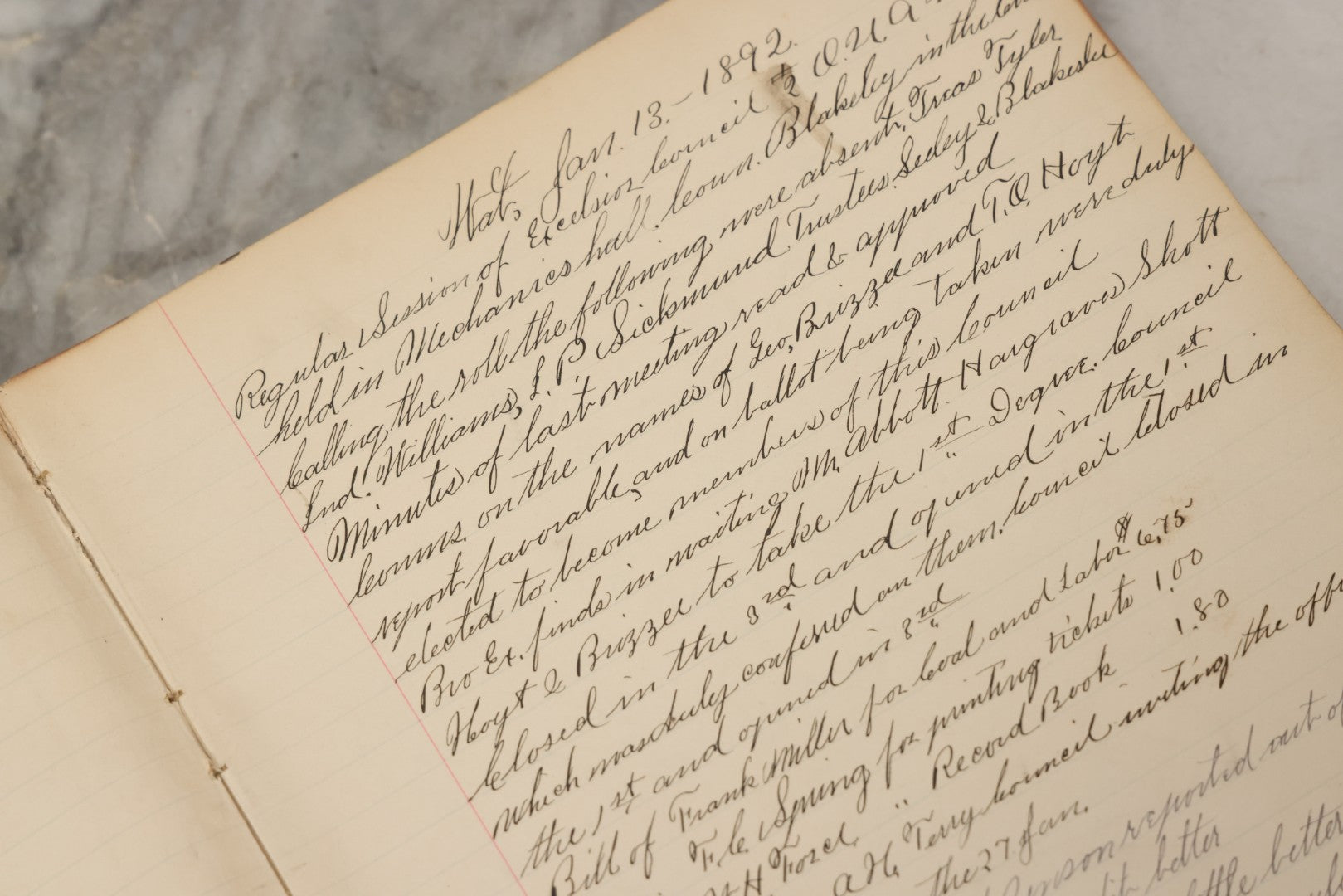 Lot 035 - Antique Grouping Of Archival Materials From The Order Of United American Mechanics O.U.A.M., Excelsior Council No. 2, Waterbury, Connecticut, Including Three Meeting Minute Books, 1876–1909, And Loose Ephemera