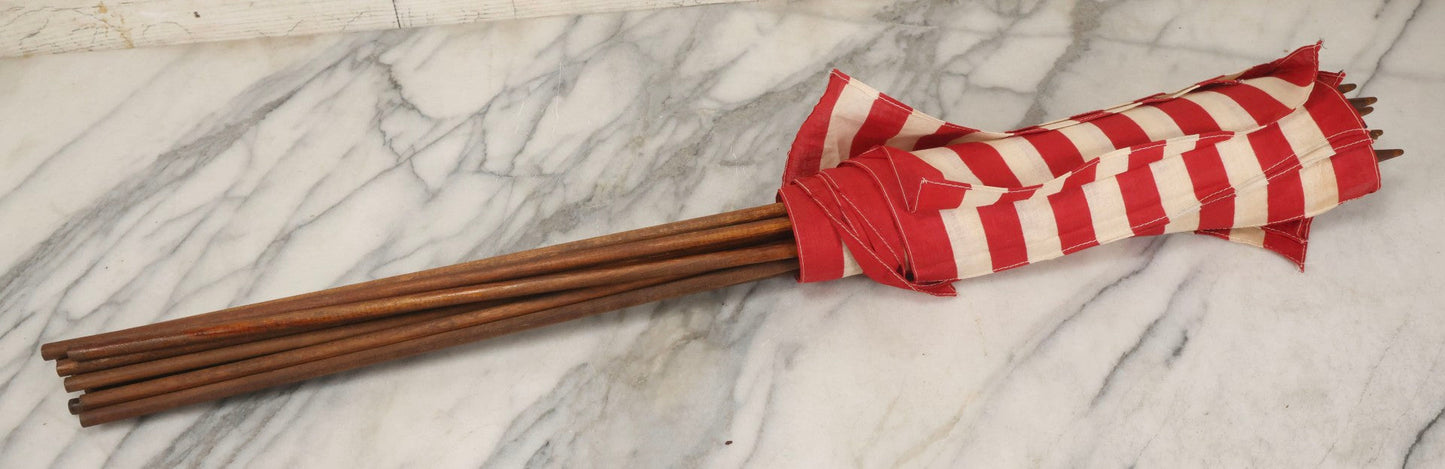 Lot 036 - Bundle Of Twelve Vintage 48-Star Hand-Held Parade Flags On Wooden Poles With Finials, Poles 32-1/2" L Each