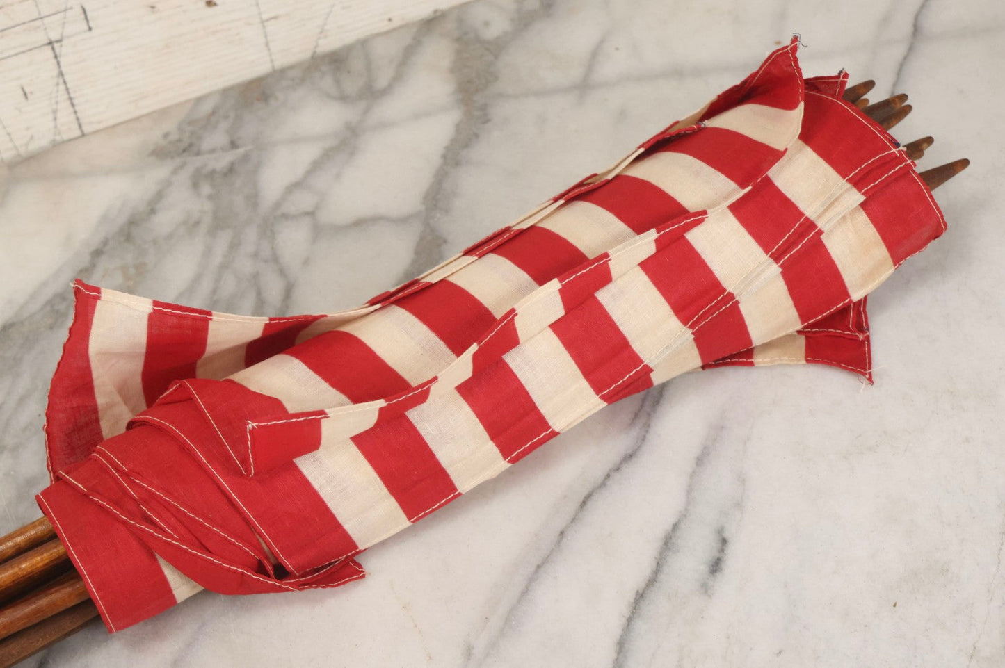 Lot 036 - Bundle Of Twelve Vintage 48-Star Hand-Held Parade Flags On Wooden Poles With Finials, Poles 32-1/2" L Each