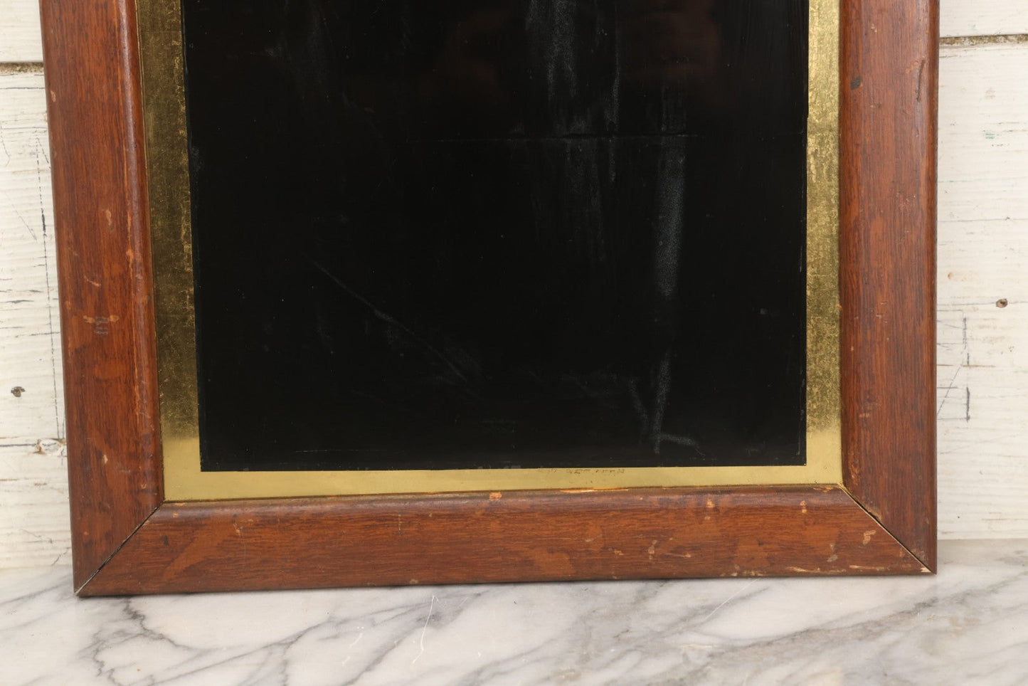 Lot 038 - Antique Reverse-Painted Glass Sign Panel Reading "Medicines." With Black Display Field And Gold Leaf Border, Possibly For Apothecary Or Doctor's Office, Framed, 14-1/4" x 19-1/4"