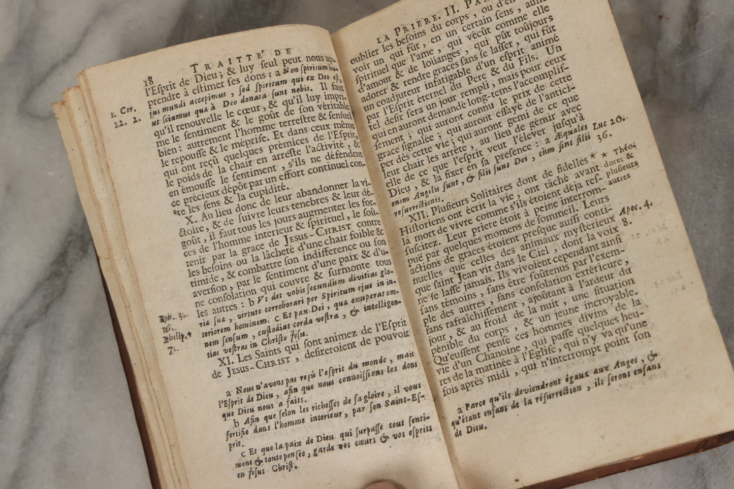 Lot 043 - Antique Hollowed Book Safe Made From “Traittez Sur La Prière Publique” (“Treatise On Public Prayer”), Bruxelles, 1707, By Eugene Henry Fricx, With French “P-V” Maker's Stamp
