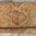 Lot 045 - Vintage Snakeskin Clutch Purse With Leather Whipstitch Trim And Handle