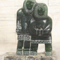 Lot 046 - Vintage Green Serpentine Stone Carving Of Two Figures In Parkas, Signed N. Natchik, Pt. Hope, Alaska, Possibly Inuit Or Alaskan Native, Unconfirmed, 5" H