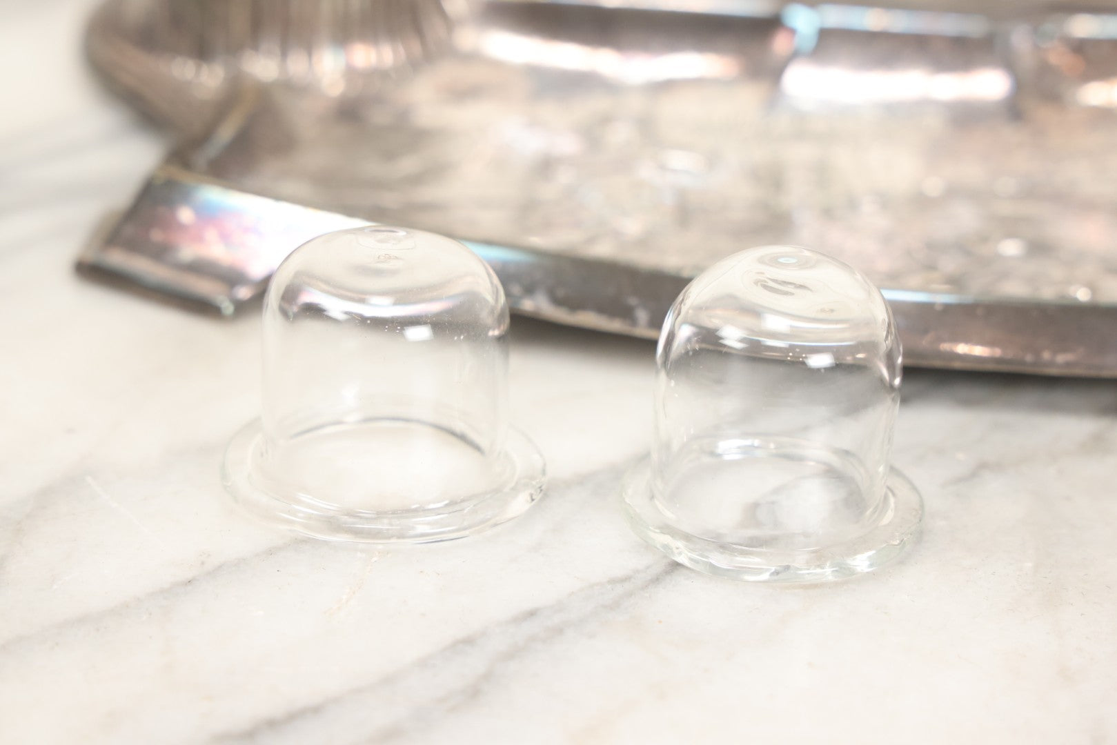 Lot 052 - Antique Cast Iron Double Inkwell With Chrome Finish Depicting Fox Head, Oak Branches, And English Hunting Scene With Hunter, Dog, And Stag, Stamped L.P., Circa Early 20th Century