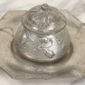 Lot 053 - Antique German Pewter Art Nouveau Inkwell With Dried Poppy Flower Motif, Stamped Germany, With Walter Kimball & Co. Boston Label, Circa Early 20th Century