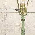 Lot 060 - Vintage Cast Aluminum Table Lamp With Original Pale Green Paint And Gold Accents, Working Condition, Includes Short Harp And Led Bulb, 16" H