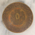 Lot 063 - Antique 1921 C. H. Hanson Co. Chicago Brass Advertising Paperweight With Ornate Crest And Motto "Handsome Is What Hanson Does," 3-3/8" Diameter