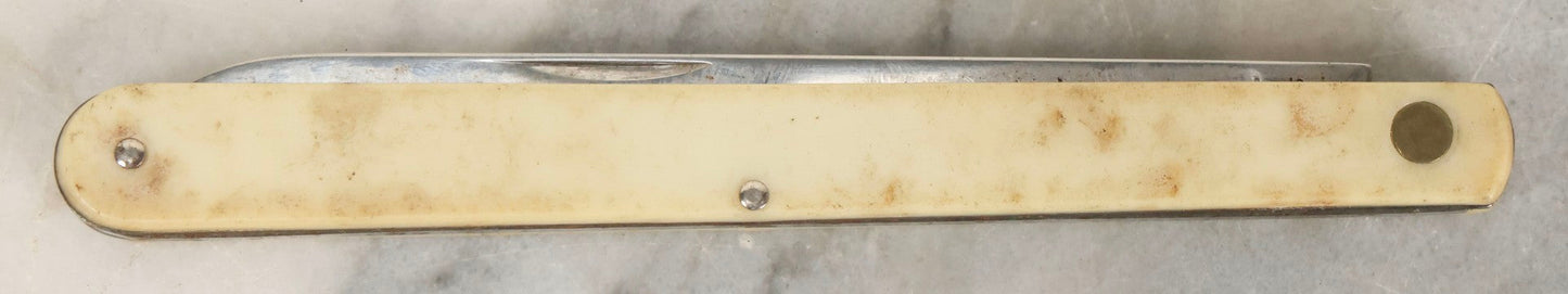 Lot 068 - Vintage Long And Narrow Pocket Knife With Bone Handle And 4.5" Blade, Colonial, Providence, Rhode Island, 5-7/8" L