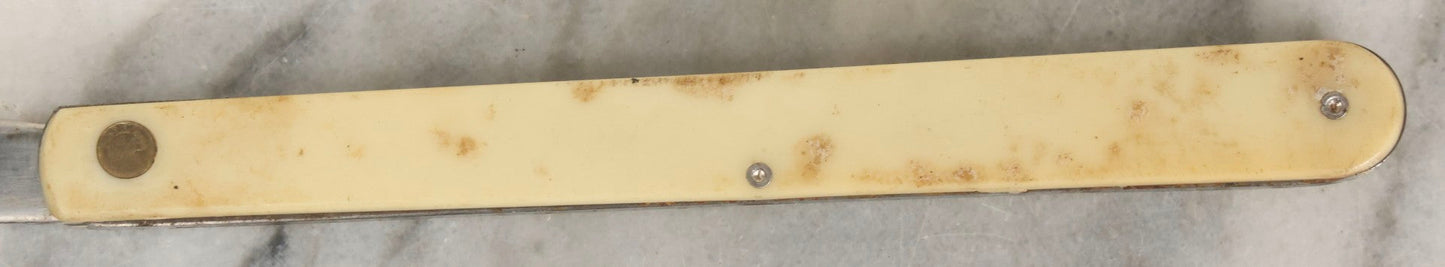 Lot 068 - Vintage Long And Narrow Pocket Knife With Bone Handle And 4.5" Blade, Colonial, Providence, Rhode Island, 5-7/8" L