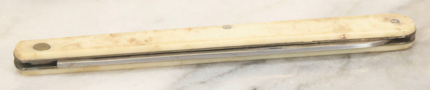 Lot 068 - Vintage Long And Narrow Pocket Knife With Bone Handle And 4.5" Blade, Colonial, Providence, Rhode Island, 5-7/8" L