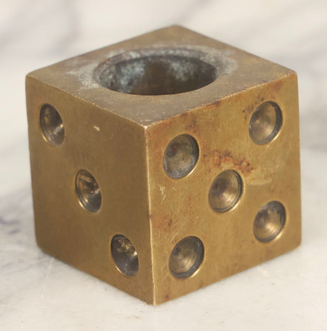 Lot 069 - Vintage Machined Brass Dice Cigar Snuffer