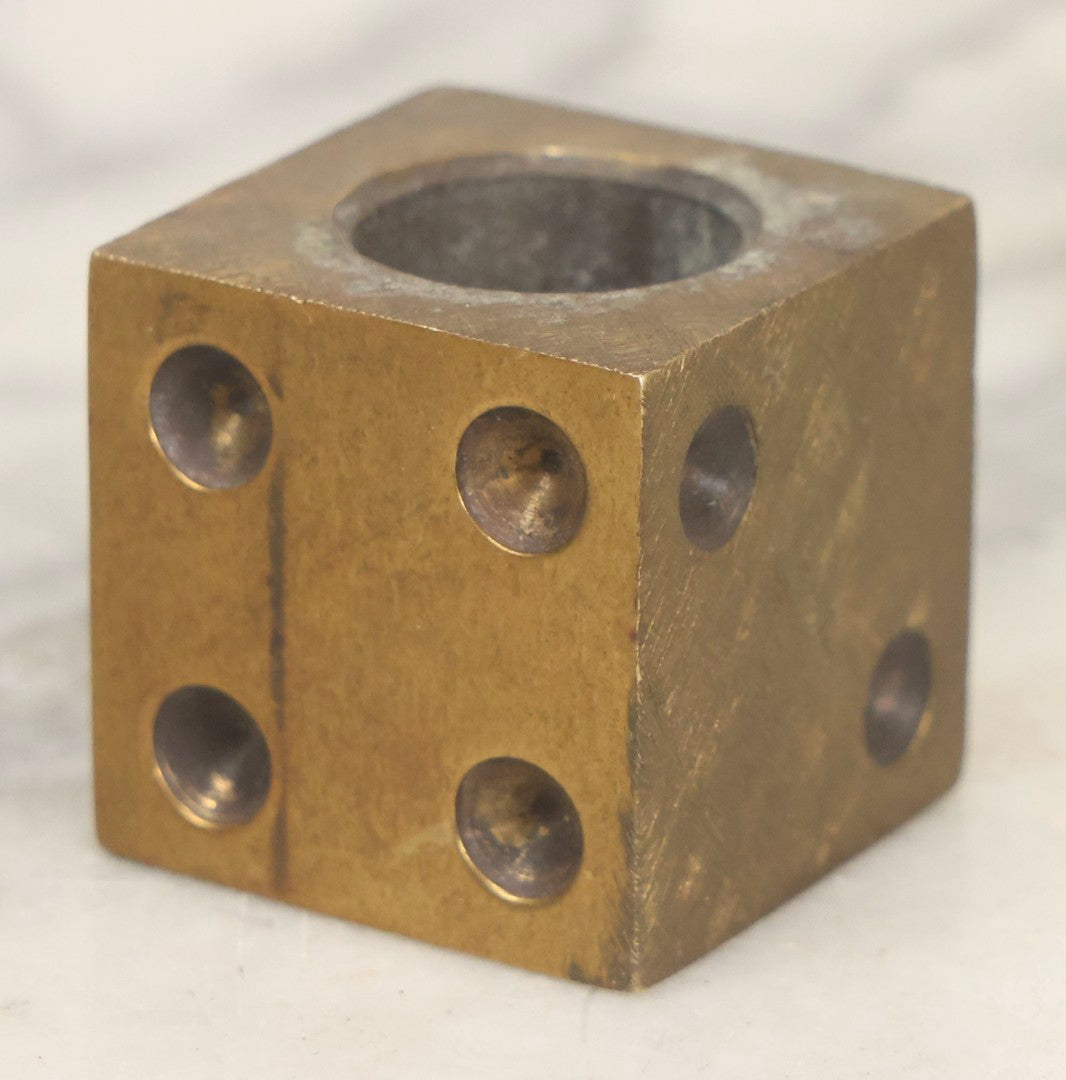 Lot 069 - Vintage Machined Brass Dice Cigar Snuffer