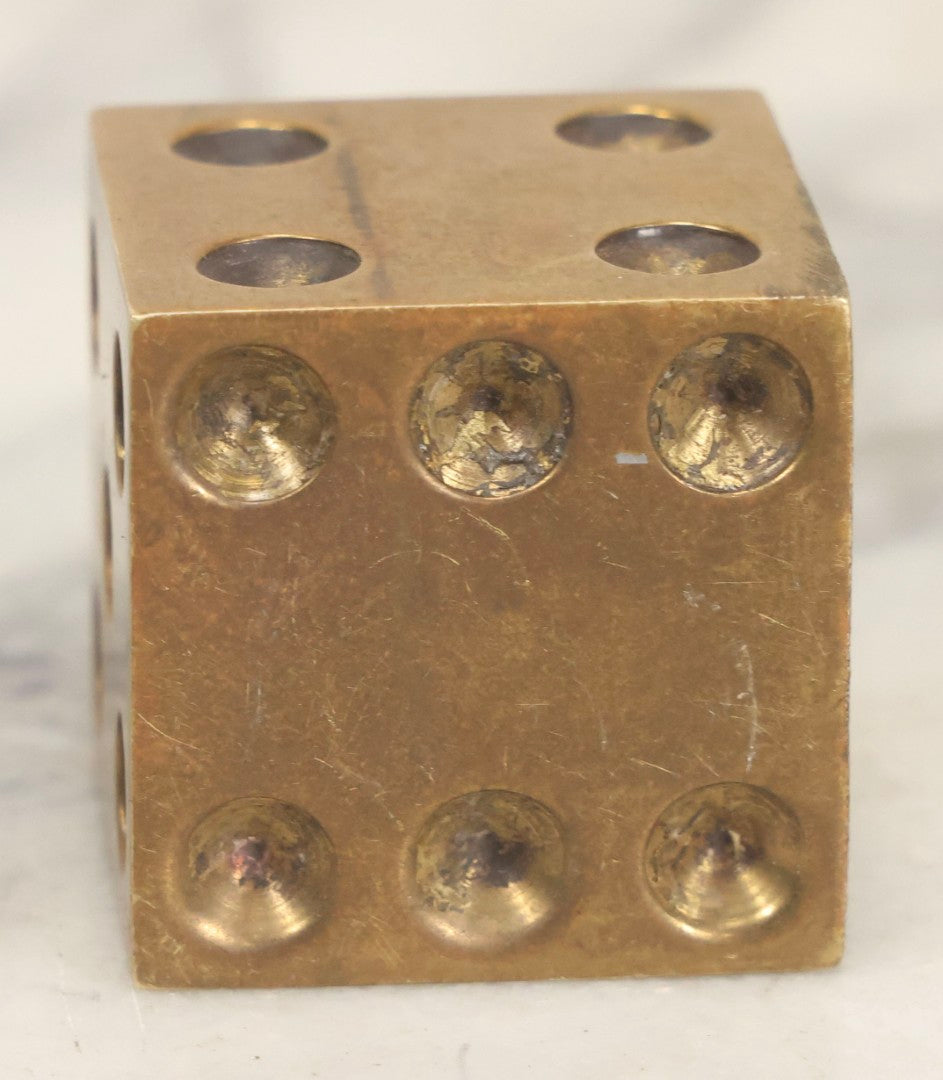 Lot 069 - Vintage Machined Brass Dice Cigar Snuffer