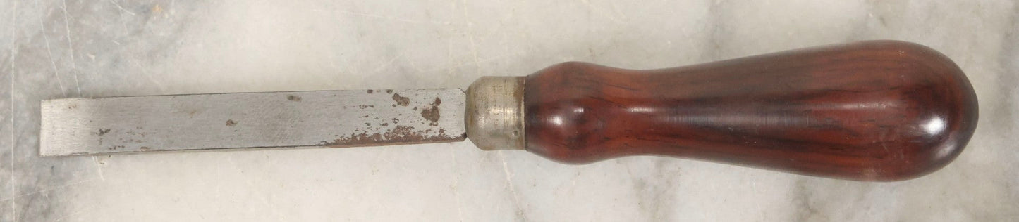 Lot 073 - Antique Boxed Set Of Five Cast Steel Wood-Handled Carving Tools By Millers Falls Company, Millers Falls, Massachusetts, In Wood Box With Original Paper Label