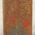 Lot 080 - Antique Folk Art Hand-Painted Pyrography Razor Blade Wall Box Inscribed “Fer Old Gay Blades 'Cracky!'”, Depicting Dancing Bearded Man, Fort Benning, Georgia, With Faint “Old Razor Blades” Text On Lid, In Red, Blue, And Yellow Paint