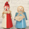 Lot 102 - Pair Of Vintage Walking Push Toys (Ramp Walkers), Clown And Woman Figures, Made In USA.