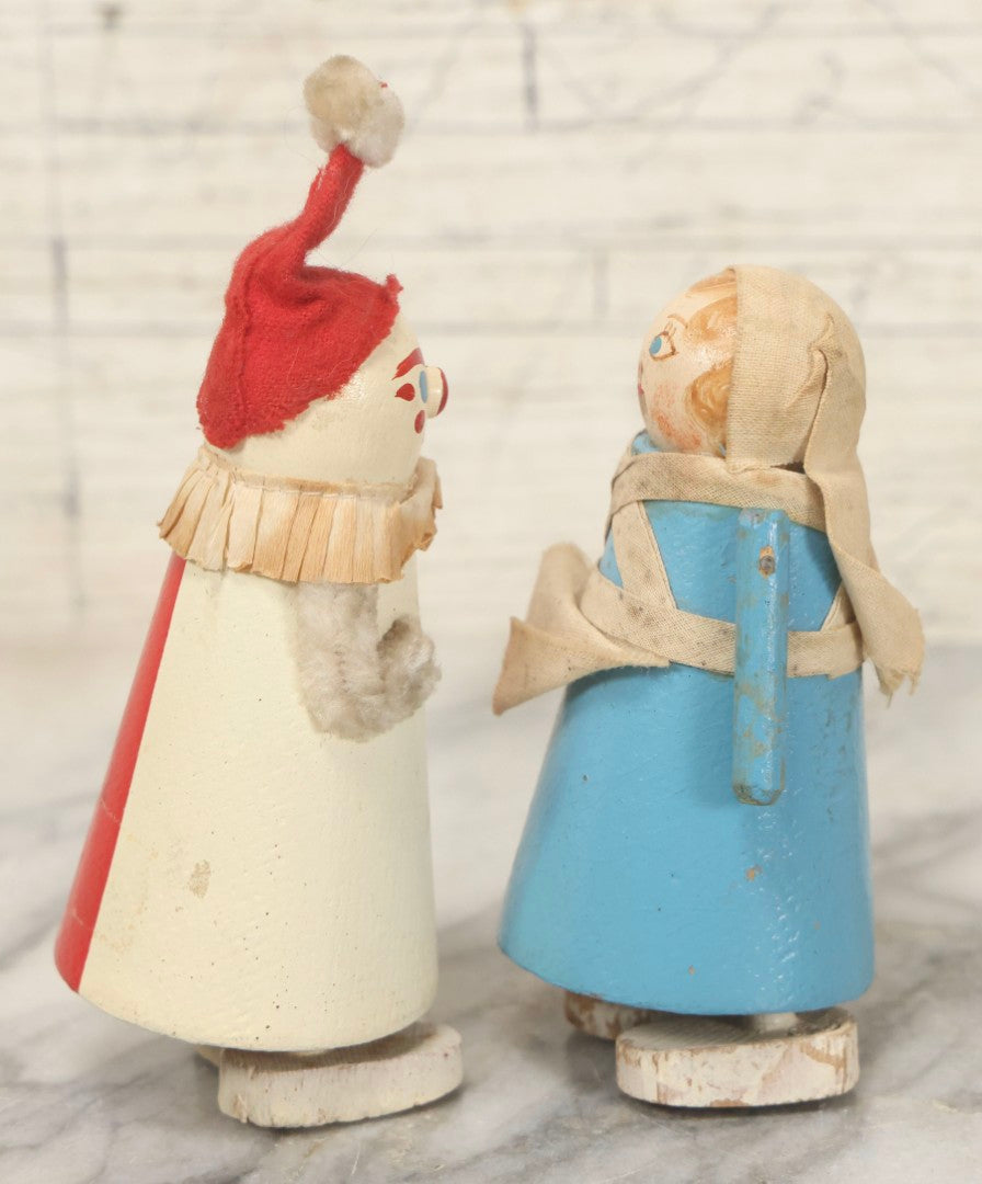 Lot 102 - Pair Of Vintage Walking Push Toys (Ramp Walkers), Clown And Woman Figures, Made In USA.