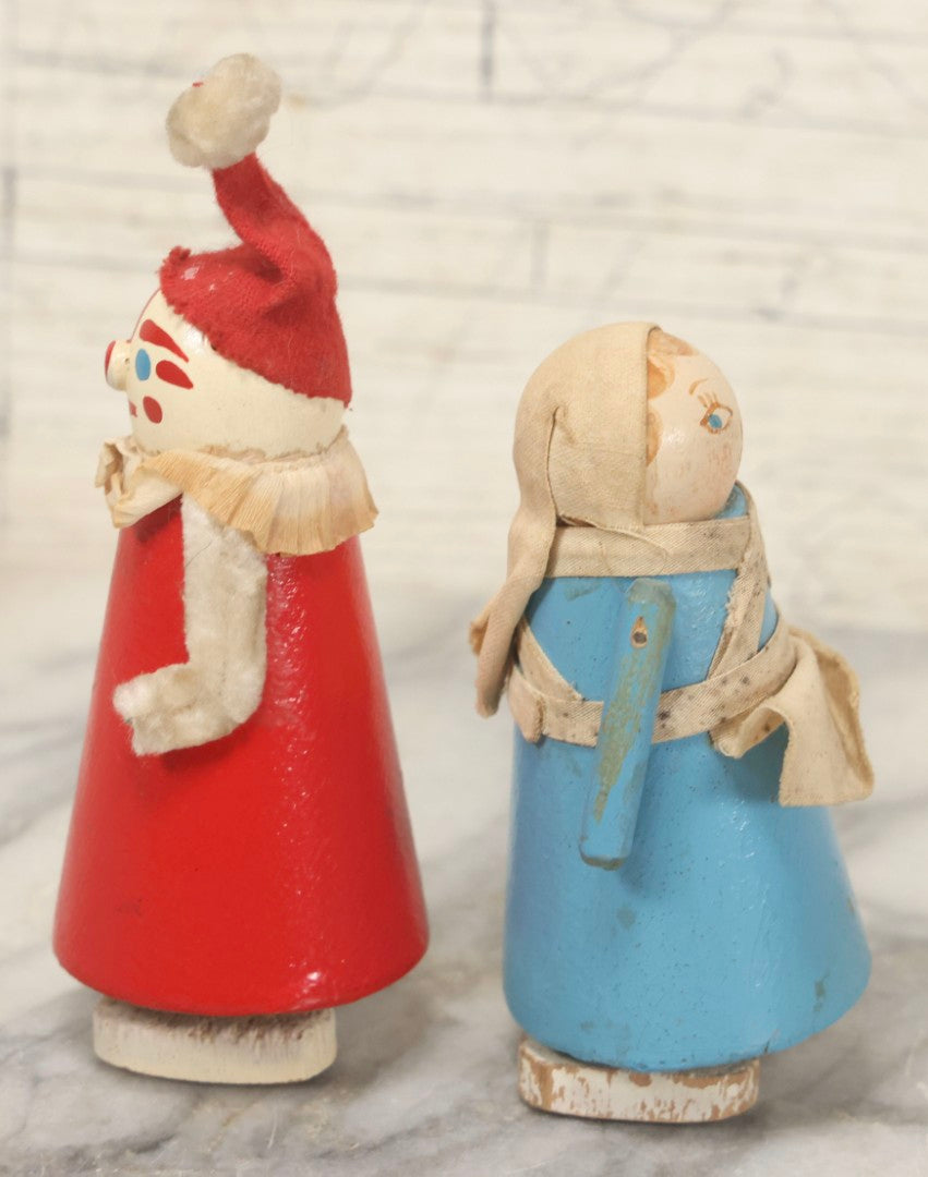 Lot 102 - Pair Of Vintage Walking Push Toys (Ramp Walkers), Clown And Woman Figures, Made In USA.