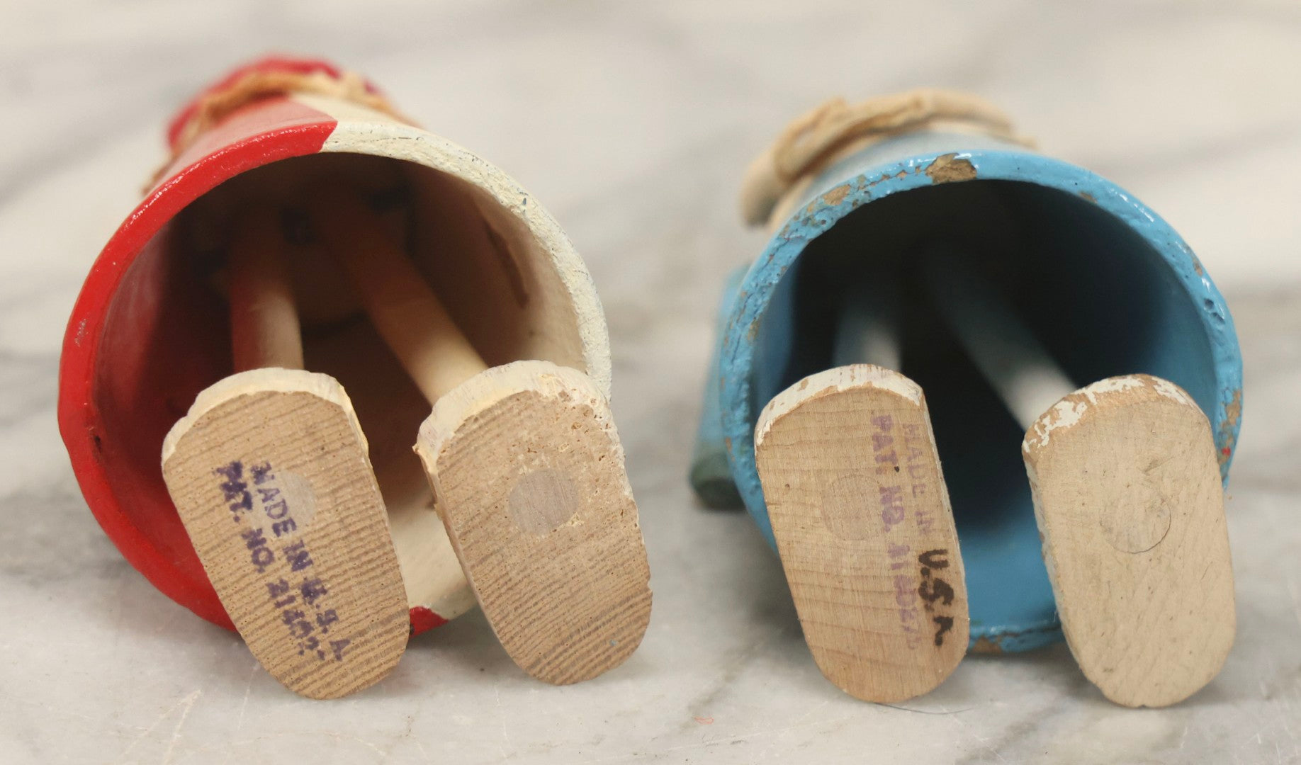 Lot 102 - Pair Of Vintage Walking Push Toys (Ramp Walkers), Clown And Woman Figures, Made In USA.