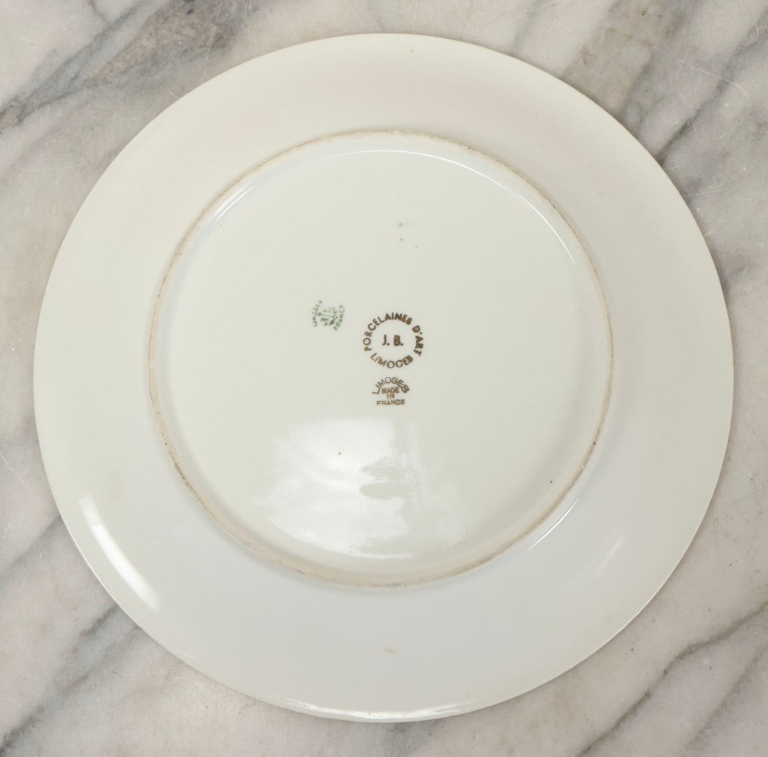 Lot 110 - Antique Limoges Porcelain Plate Featuring Wreathed Zeus And Nymphs, Gilt Decorative Border, Sky Blue Surround, Three Limoges Stamps On Base, 9-1/2" Diameter