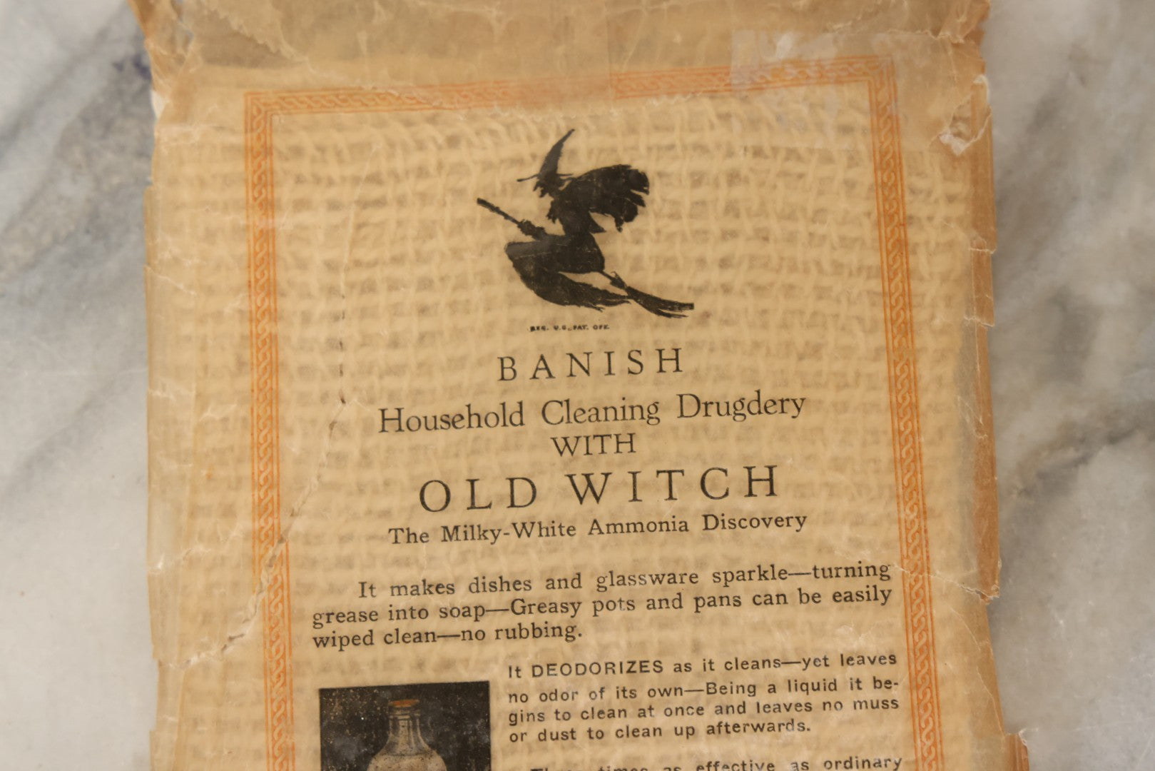 Lot 126 - Vintage Old Witch Company Advertising Premium Cleaning Cloth With Original Packaging, New York City