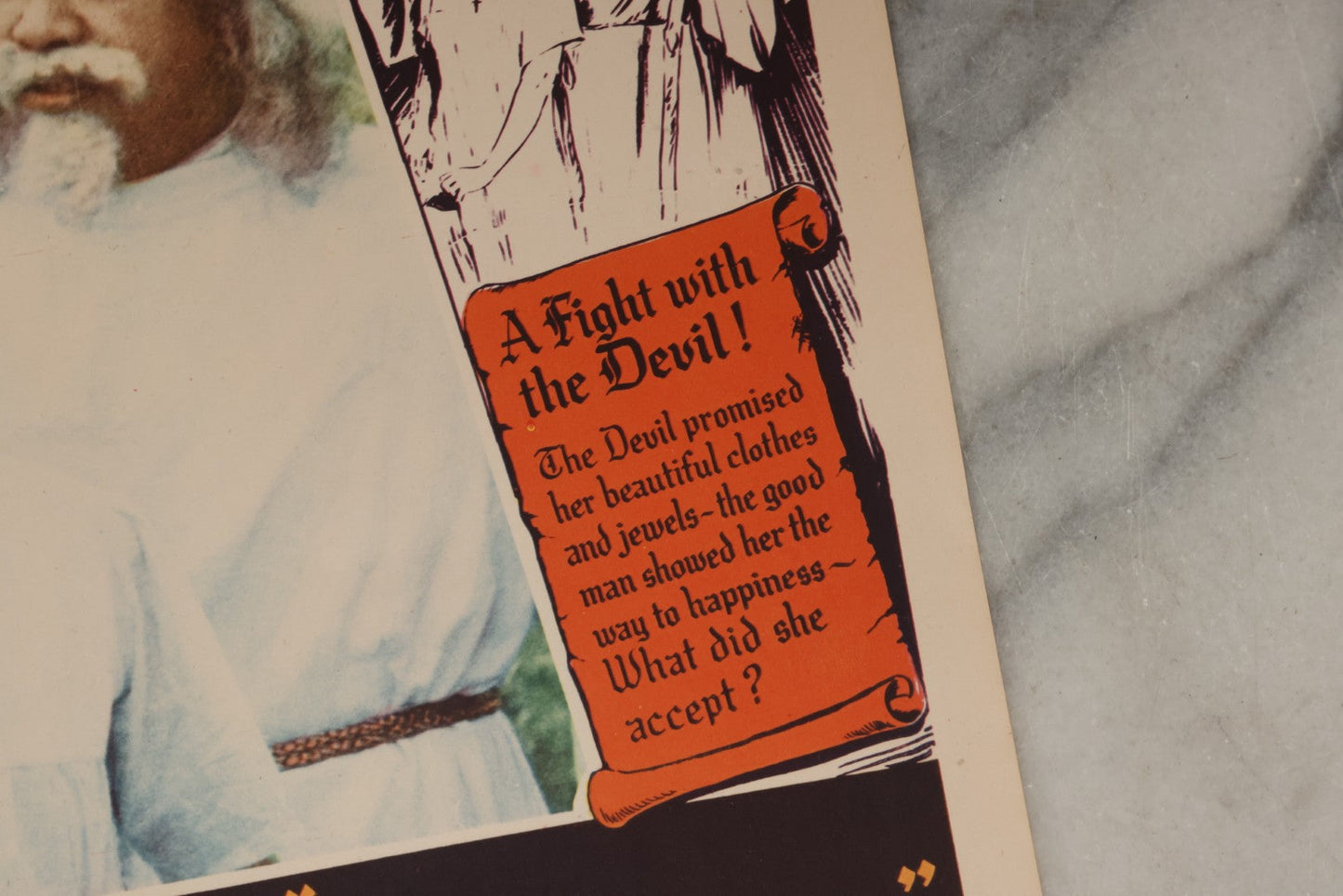 Lot 143 - Vintage Lobby Card From The All-Black Cast Gospel Race Film "Going To Glory ... Come To Jesus" Depicting The Devil Tempting A Woman, Royal Gospel Productions, Circa 1946–1947, Lost Film, 14" x 11"