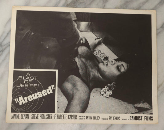 Lot 147 - Vintage Lobby Card From The 1960s Sexploitation Thriller “Aroused!,” Cambist Films, 1966, 14" x 11"