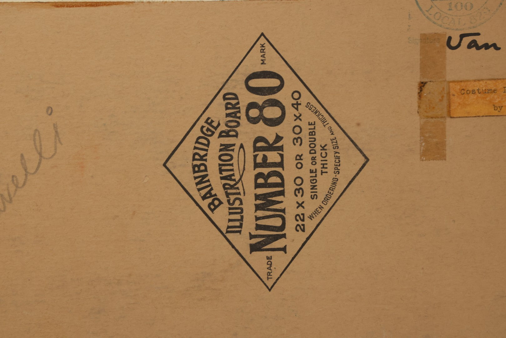 Lot 150 - Vintage Hand-Painted Theatrical Set Design For “Mandragola” By Niccolò Machiavelli, Depicting A Stylized Medieval Street Scene, By Robert E. Van Rosen (1904–1966), Gouache On Bainbridge Illustration Board No. 80, 1928, 20" x 15"