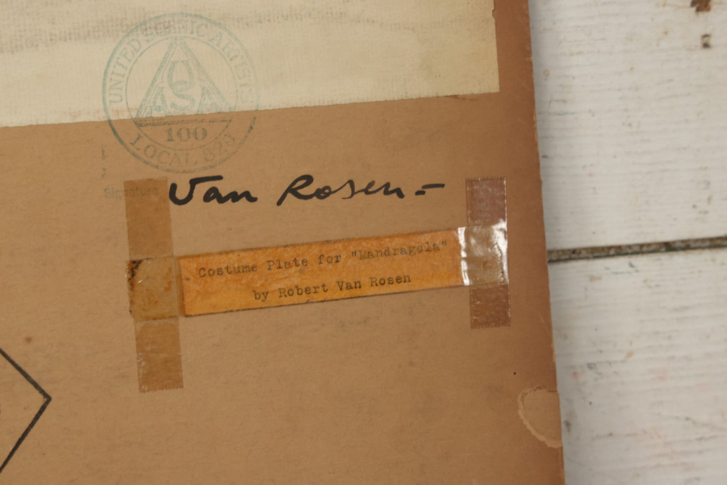 Lot 150 - Vintage Hand-Painted Theatrical Set Design For “Mandragola” By Niccolò Machiavelli, Depicting A Stylized Medieval Street Scene, By Robert E. Van Rosen (1904–1966), Gouache On Bainbridge Illustration Board No. 80, 1928, 20" x 15"