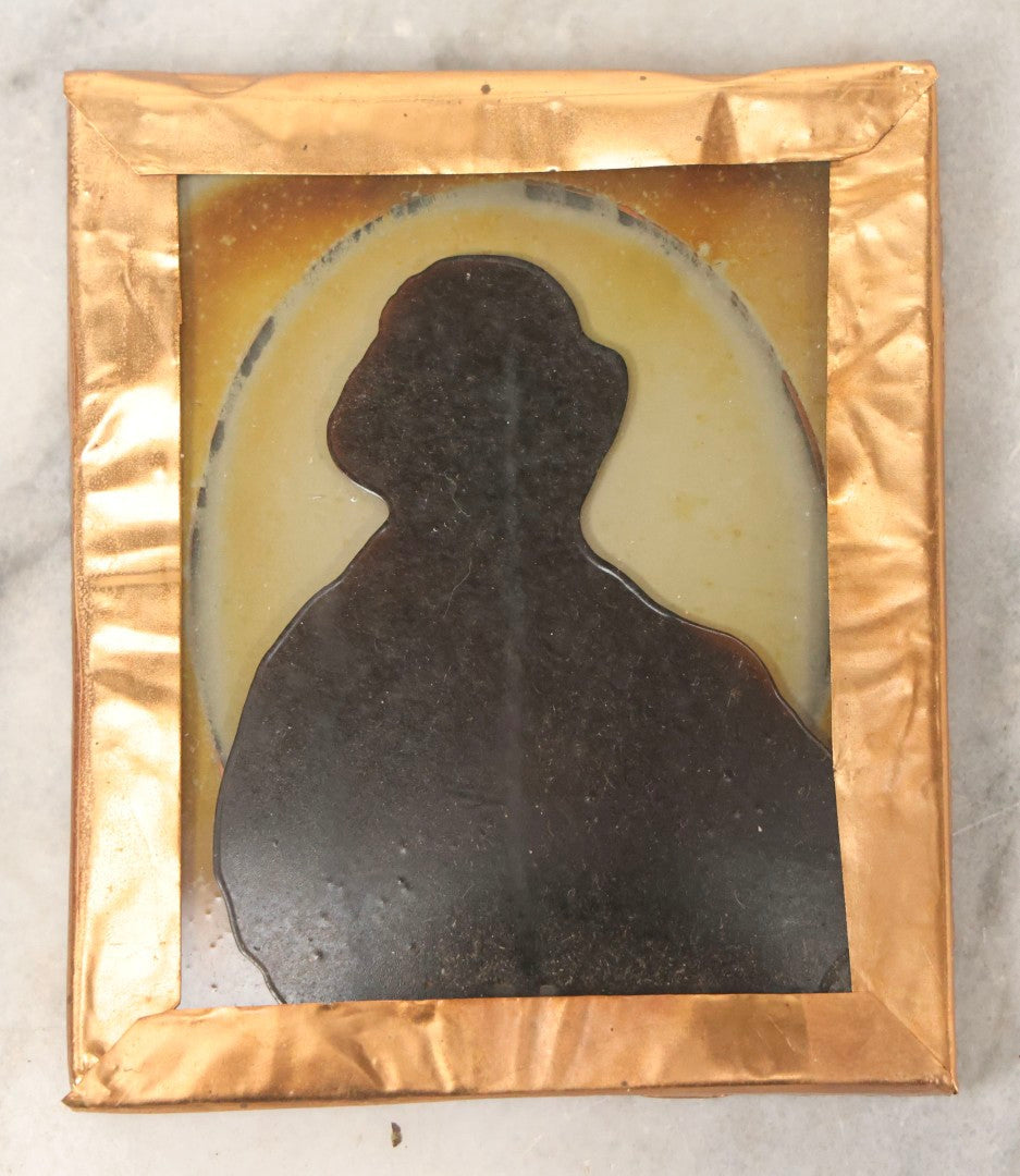 Lot 162 - Antique 1/6th Plate Ambrotype Photograph Of Stern Young Man In Wide-Brimmed Hat And Peacoat With Hand In Jacket, In Leatherette Union Case