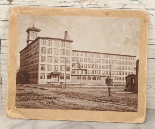 Lot 172 - Antique Boarded Photograph  Of The Third Leighton Shoe Factory, Looking East From Intersection High St., Pepperell, Massachusetts, Photographed By C. E. Powers, Nashua, New Hampshire