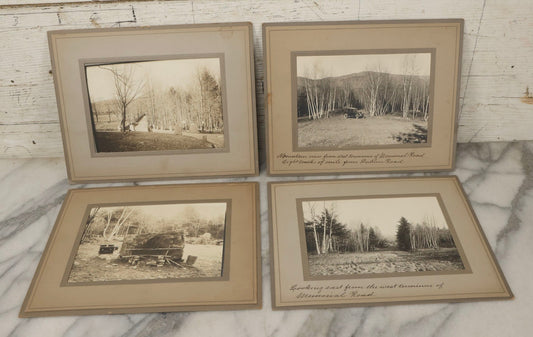 Lot 173 - Grouping Of Four Antique Photographs In Paper Slip Frames Depicting Memorial Road And Surroundings, Photographed By Johnson Studios, East Jaffrey, New Hampshire