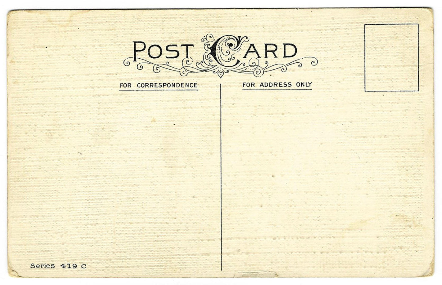 Lot 189 - Antique Linen-Textured Hallowe'en Postcard “Hallowe'en Greetings” Depicting Dancing Couple In Front Of Pumpkin, Witch And Black Cat Silhouettes On Dress, Signed M.P., Series 419 C, Not Postmarked, Unused