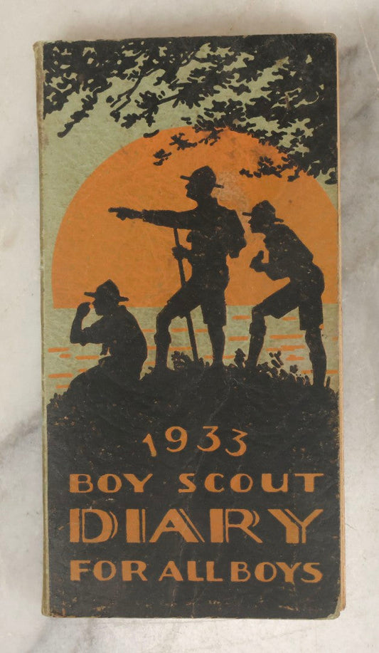 Lot 201 - Vintage "1933 Boy Scout Diary For All Boys" Twenty-First Edition, Subtitled "Useful Information For Boys," Published By Boy Scouts Of America National Council, New York, Copyright 1932, With Written Entries
