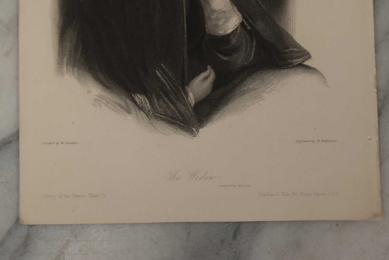 Lot 224 - Antique 1833 Engraving “The Widow,” Painted By W. Boxall, Engraved By H. Robinson, Published By C. Tilt, London, 1833, Unframed